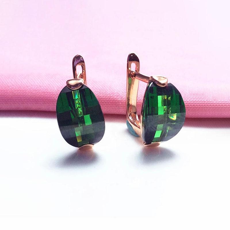 Exquisite Russian Purple Gold Emerald Ear Buckle Small Simple Plated Rose Gold Ingot Earrings Versatile Jewelry Women (rose gold plated pair)