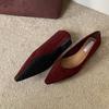 Fashion SUOJIALUN 2024 Autumn Women Flat Shoes Fashion Pointed Toe Shallow Slip On Baot Shoes Soft Low Heel Outdoor Dress Single Shoes