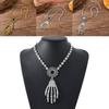 Gothic Skull Hand Pendant Necklace With Geometric Zinc Alloy Chains For Men And Women Halloween Accessory