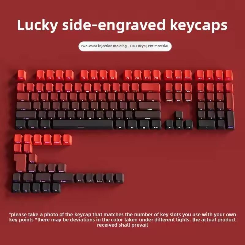 Keycap Set Side Engraved Gradient Color 134 Keys Pbt Double Sided Printed Shiny Backlit Keycaps For Mechanical Keyboards