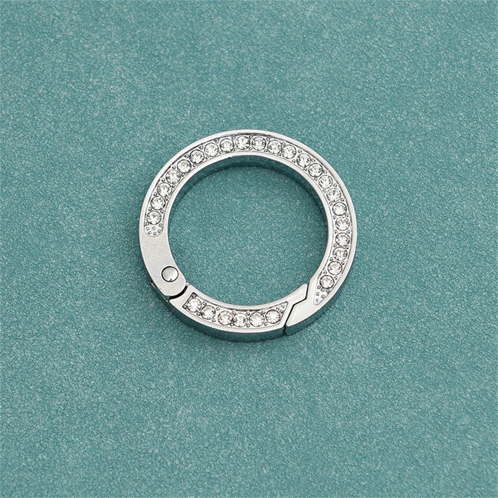 

Round Bag Hanging 360 Degree Rhinestone Keychain Car Keyring Metal Keychain Keyrings Gifts silver ring