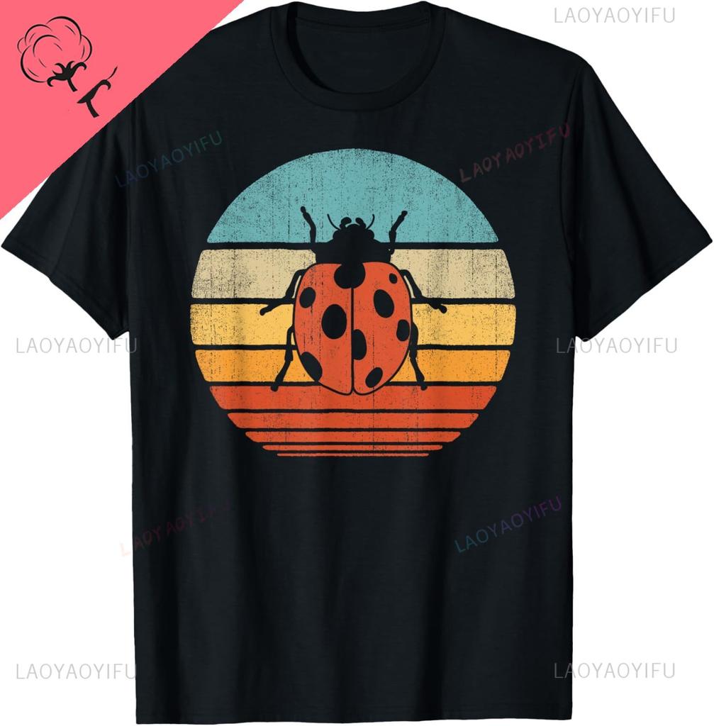 Ladybug Retro Vintage 60s 70s Sunset Bug Insect Men Women TShirt Funny Shirt Harajuku Casual Custom TShirt Camisas