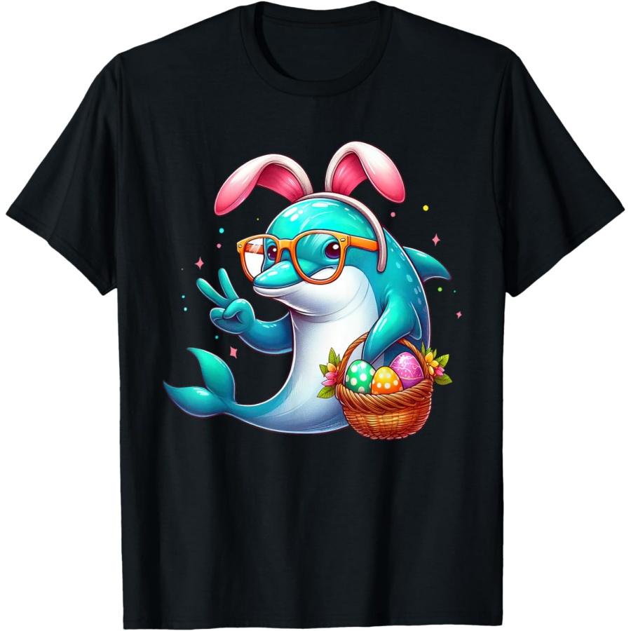 Grappig Vredesteken Hand Dolfijn Kinderen Jongens Meisjes Pasen Dolfijn T-shirt