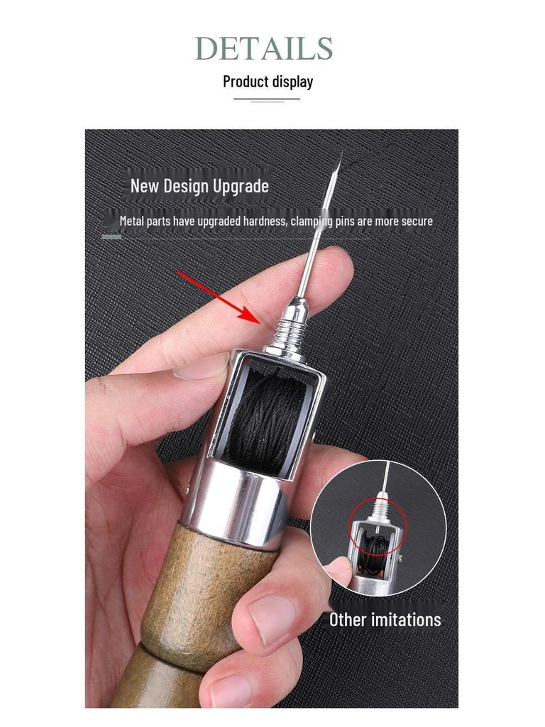 Hand-Stitched Cowhide Leather Sewing Tool Kit: Needle, Awl, Punch for Shoe Repair and Binding