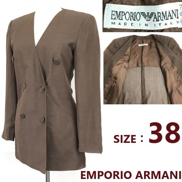 

Emporio Armani Двубортный легкий пиджак коричневый размер 38 (Женский M) Сделано в Италии