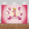 1. Geburtstag Party Dekorationen Rosa Gold Ballons Glitzer Hintergrund Banner Neugeborenen Kulisse Zubehör Fotografie Requisiten Kinder Geschenk