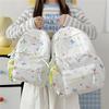 Cute Bow Tie Print School Backpack Lightweight Nylon Zipper Daypack with Front Pocket for Teen Girls Daily Travel