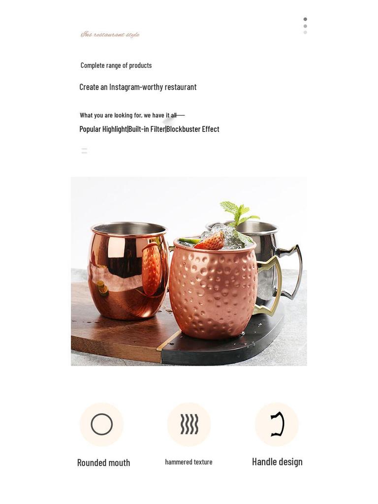 Stainless Steel Moscow Mule Cocktail Set – Hammered Design Bar Glassware