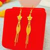 Elegant Ethnic Rose Tassel Gold Hoop Earrings – Versatile Retro Gift for Mom