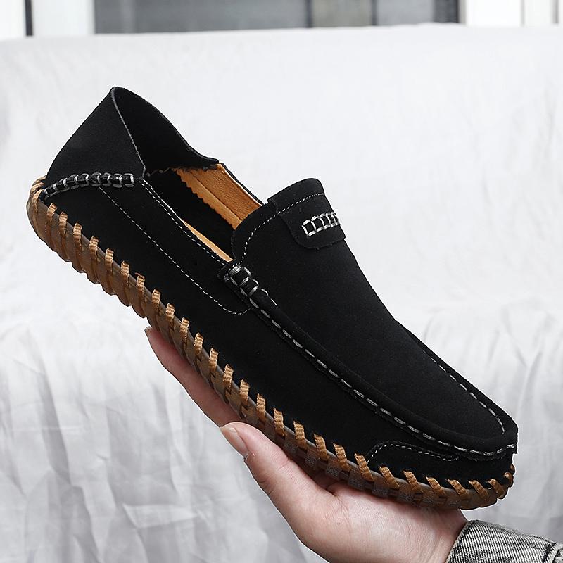Pánské mokasíny, boty na řízení, pohodlné baleríny, ležérní nazouvací letní boty nadměrné velikosti, outdoorové boty, ručně šité zelené široké boty