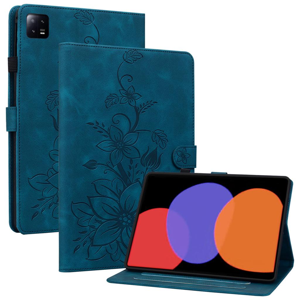 For Xiaomi Pad 6/Pad 6 Pro Case Stand PU Leather Card Holder Tablet Cover Lily Flower Design