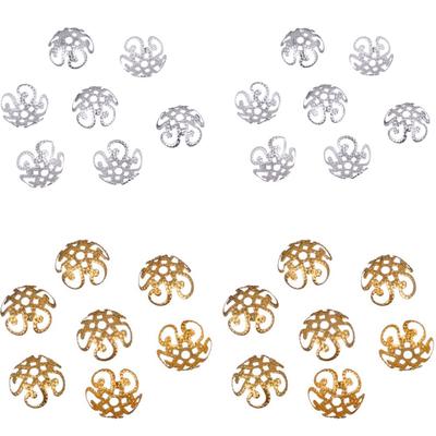 LNRRABC 100/200 Stück hochwertige DIY-Entdeckungen, hohle Blume, Metall-Charms, Perlenkappen, Schmuckherstellung