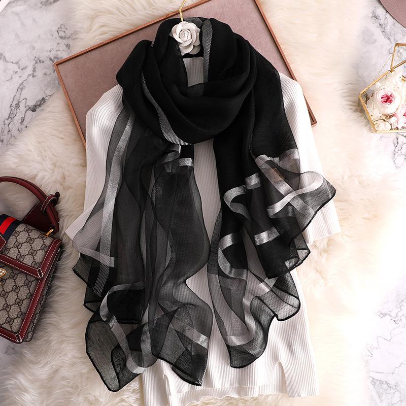 Designer Sommer Damenseidenschal Mode Lange Schals Damen Wickeltücher Designer Pashmina Strandstolen Foulard Damen gray