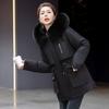 European station big fur collar down cotton clothes women's winter waist thin thickened color matching tooling pie overcome coat