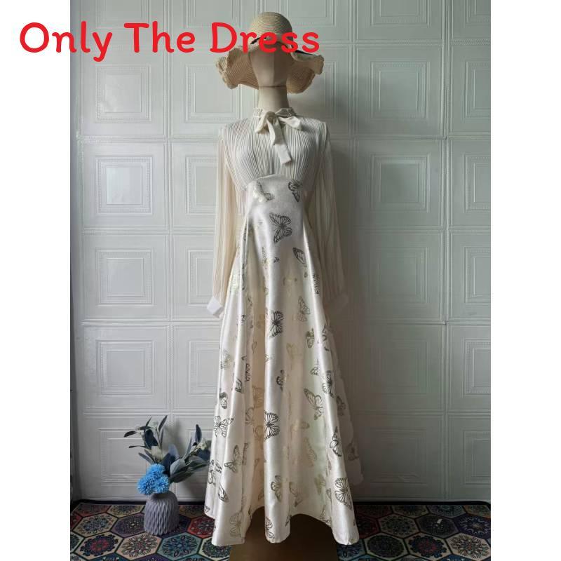 Polyester Spliced Long Dress With Sparkling Rhinestones For Elegant Evening Wear