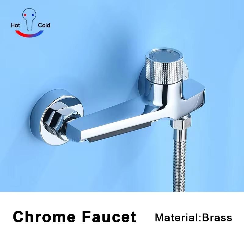 Copper mixed water bathtub faucet, waterfall, small body, wall-mounted installation, hot and cold faucet