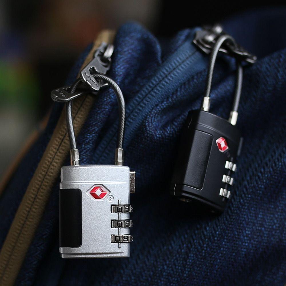 Anti-theft Customs Password Lock TSA Wire Rope Padlock Portable 3 Digit Combination Lock  Travel