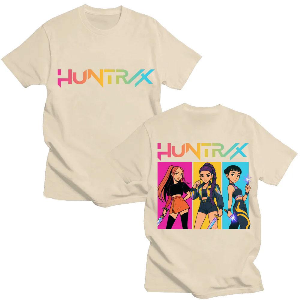 Kpop Anime Dämonenjäger Huntrix Girls Mode T-Shirts Männer Frauen Ästhetisches Manga T-Shirt Übergroß Baumwolle Lässig Street T-Shirt