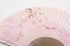 [Hasegawa] Kyoto-style fan, cherry blossom pattern, pink, carved clove wood, double-sided design, handmade by Kyoto craftsmen, fan case included, in