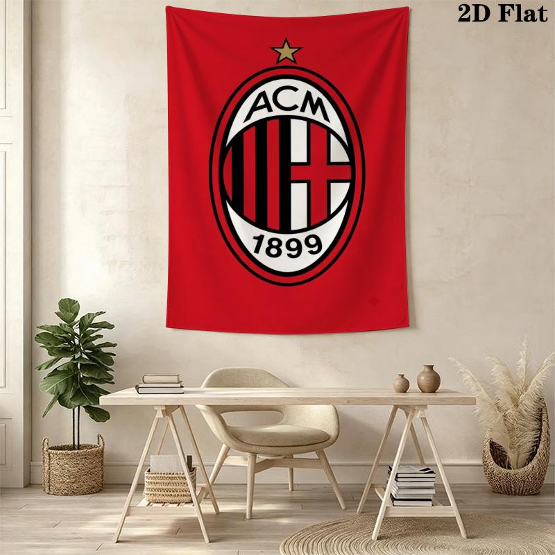 Ac Milan Crest Emblem Threepiece Set 1 Duvet Cover 2 Pillowcase Without Core Soft And Comfortable Christmas Birthday Gift