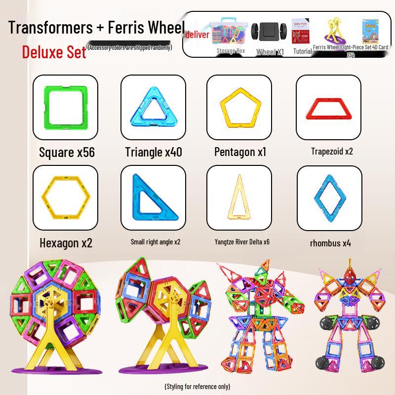 Children's Large Stained Glass Magnetic Building Tiles Set - Educational Toy Puzzle