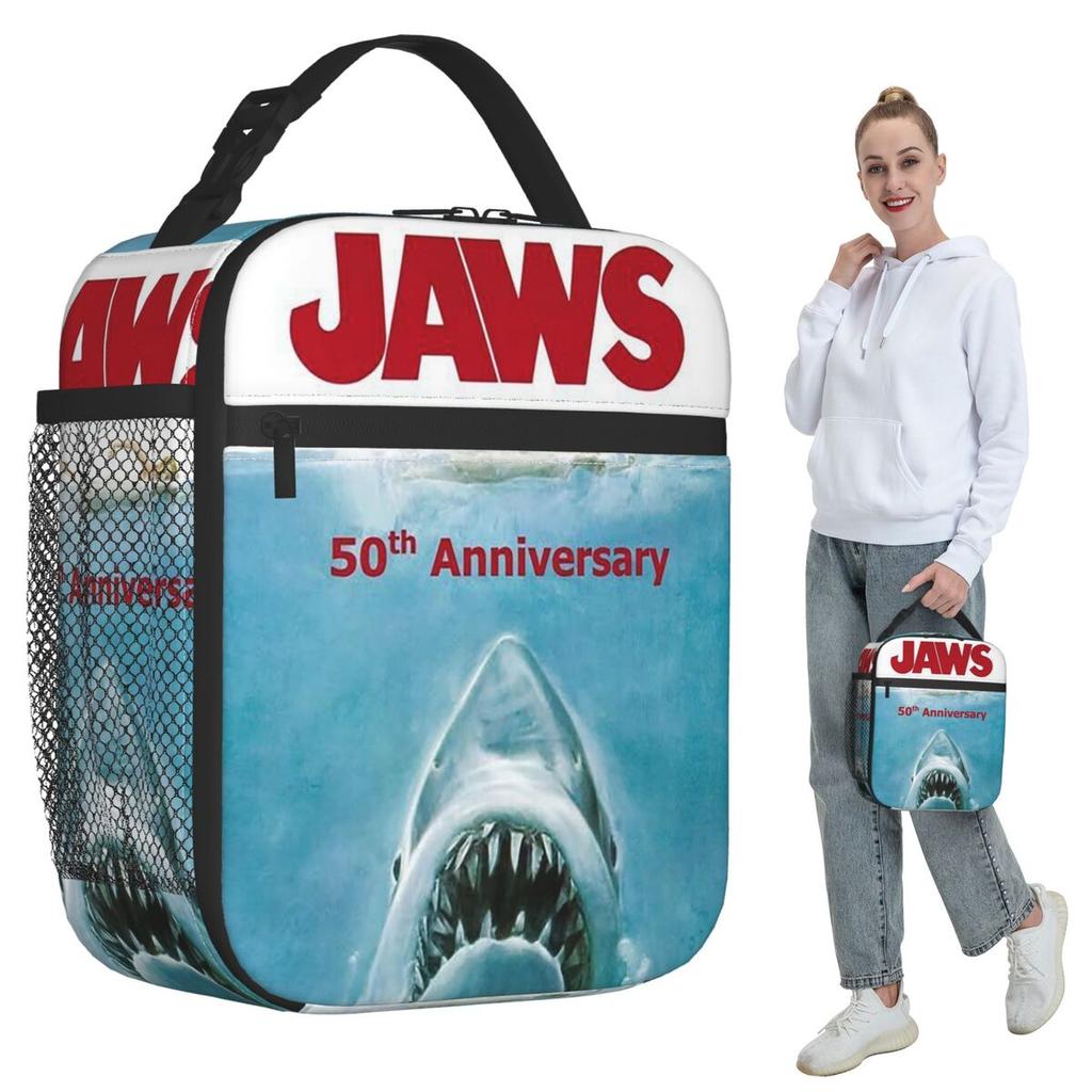 Jaws 50th Anniversary Logo Insulated Lunch Bag for Kids School Cooler Thermal Food Box Tote Leakproof Lunch Boxes Container