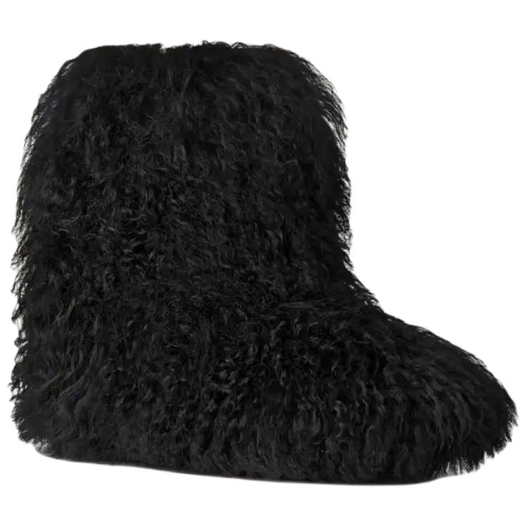 UGG Classic Short Fluff Momma Sheepskin Warm Versatile Slip-On Snow Boots Women Boots Black 1180050-BLK