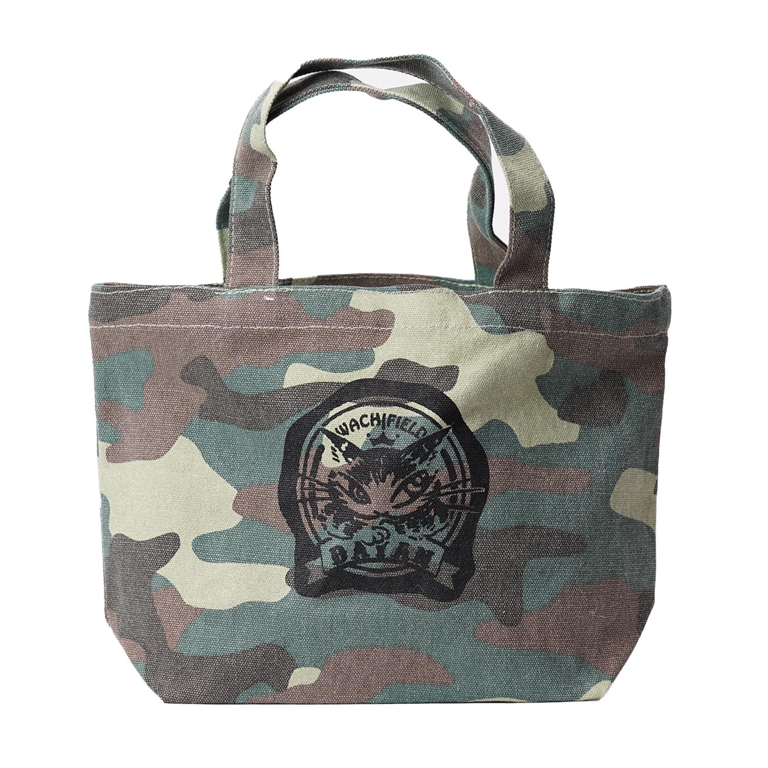 

WACHIFIELD T2O Light Wash Canvas Tote Bag, Cat Design, Women s, Small, Lunch Tote, Cotton, Camouflage Pattern, WTWE-01B