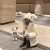 Autumn and Winter Coat Women's Hooded Rabbit Ears Hair Plush Imitation Cashmere Fur Coat Fleece Thickened Sweater Women