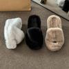 Small Slope Heel Super High Hairy Slippers Women Wear Autumn and Winter Home Hairy High Heel One-word Drag