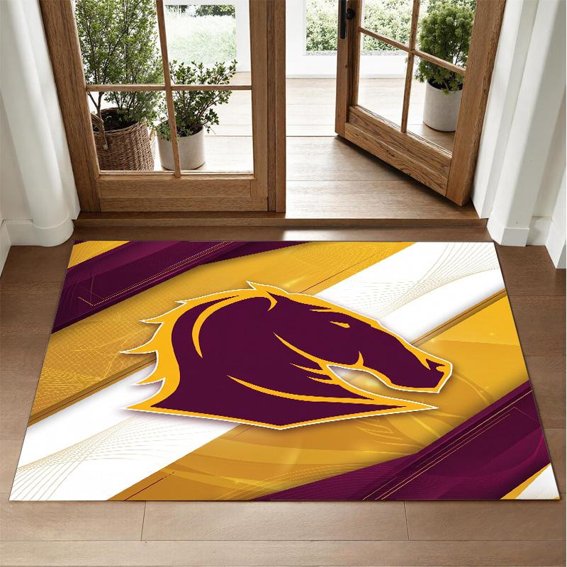 Brisbane Broncos Design Crystal Velvet Rug Soft Decorative Mat for Bedroom Entrance