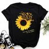 Maycaur T-shirt da donna casual kawaii girasole farfalla modello stampa t-shirt comoda casual abbigliamento da donna top nero
