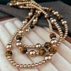 Maillard High Gloss Perfect Round Artificial Crystal Pearl Natural Tiger'S Eye Necklace Clavicle Chain Sweater Chain