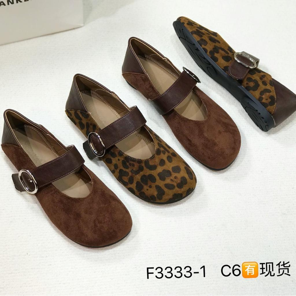 F3333-1 retro versatile leopard print single shoes 2025 spring and autumn new daily casual style Mary Jane shoes flats