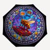 Cybernetic Moth Mandala pattern umbrella, portable and foldable design, 8 ribs, a casual accessory for Halloween, Christmas, and birthday gifts.