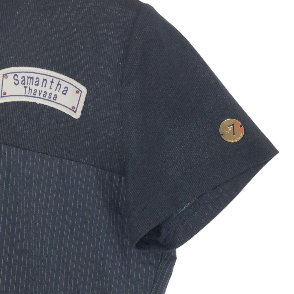 Samantha Thavasa Stripe Short Sleeve Mini Dress 36 Navy Women Used