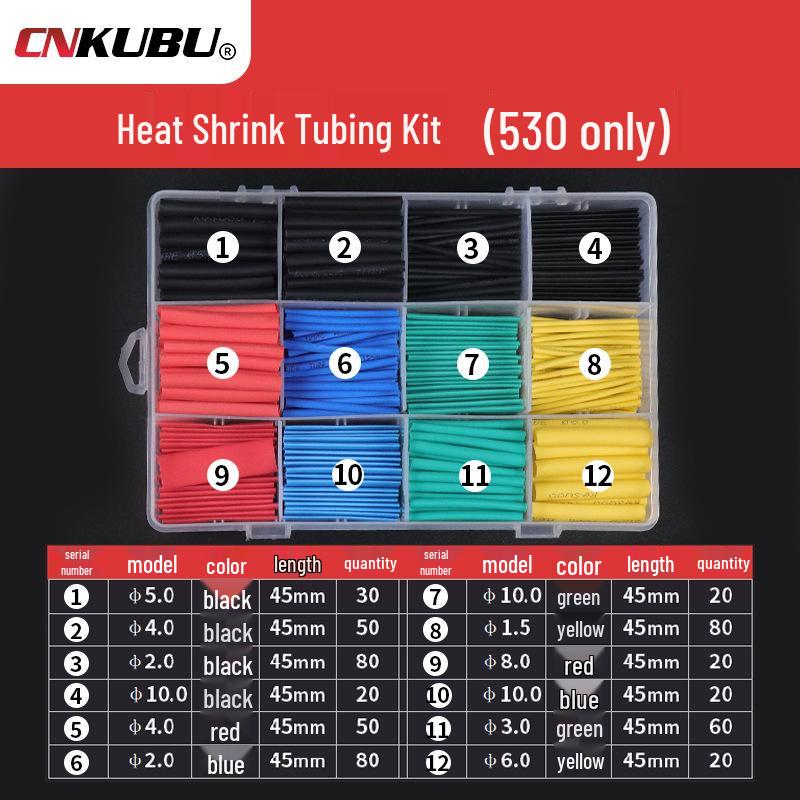 530pcs Color Heat Shrink Tubing Set: Waterproof, Flame Retardant, 2x Insulation Wire Protection