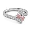 Pink Topaz Twin Stone Pave Bypass Ring - 925 Sterling Silver