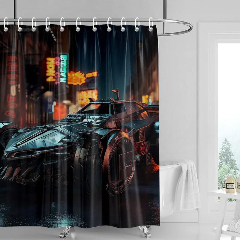 Tenda da Doccia con Motivo Auto Tenda Impermeabile per Separazione Bagno Ganci per Tenda da Doccia per Bagno