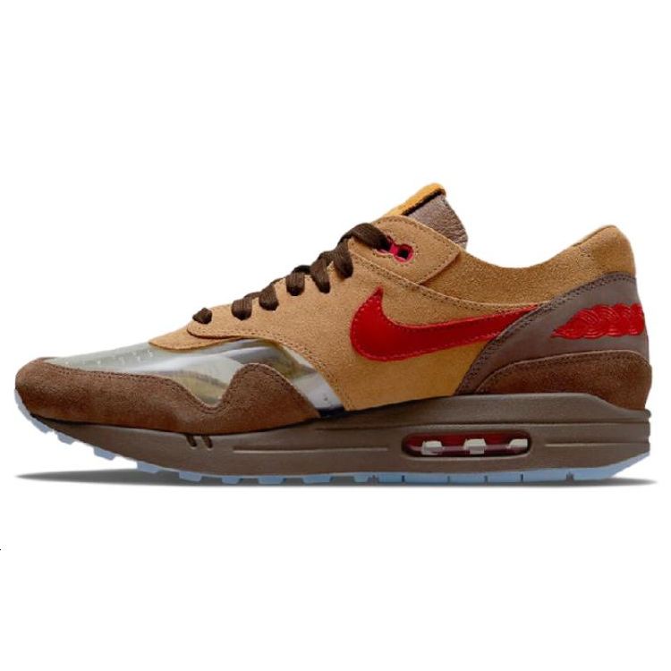 Nike CLOT X  Air Max 1 Tea Leaf Brown Death Kiss 2.0 Tea Leaf Casual Sneakers Unisex Sneakers Yellow DD1870-200(S-BOX)