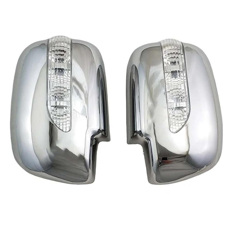 Door Mirror Cover With LED For Hilux Vigo Fortuner Innova 2006-2014 Decoration Chrome Silver Carbon Fiber Glossy Black Styling
