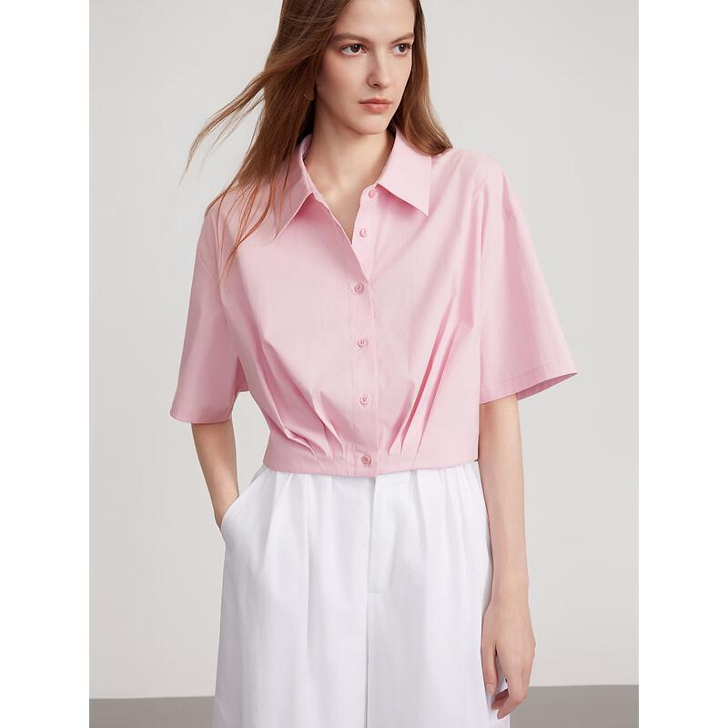 ELLE Women s Pleated Short-Sleeve Commuter Shirt S