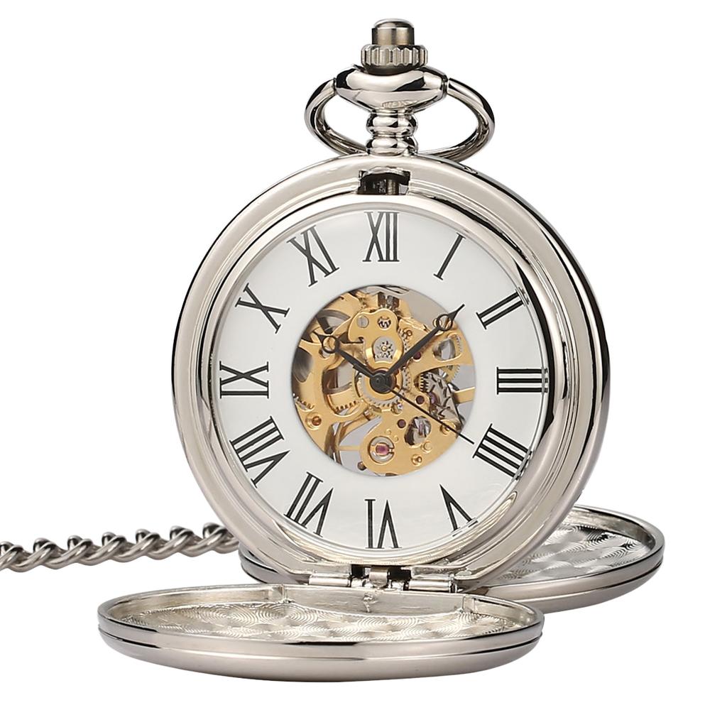 Luxury Antique Pocket Watch High Quality Gold Color Double Glossy Cover Custom LOGO Acceptable Mechanical Pocket Watch