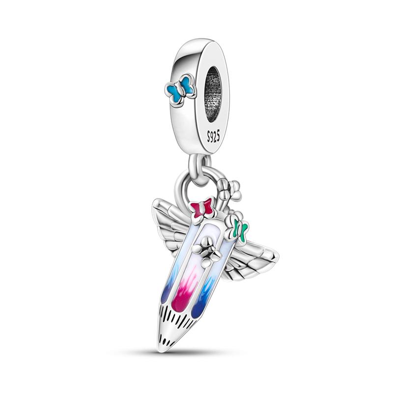 Colorful Charms Bead Jewelry Copper Rose Crown Rainbow Heart Shape Dangle Fit Pandora Bracelet Necklace Diy Marking