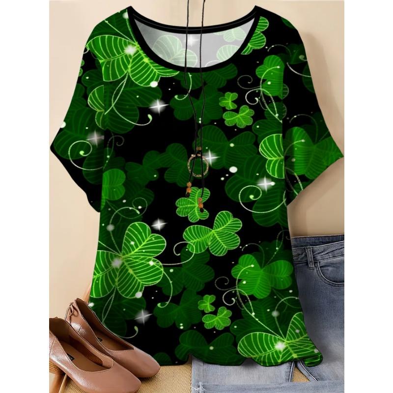 Plus Size Women s Round Neck Short Sleeve Tops S