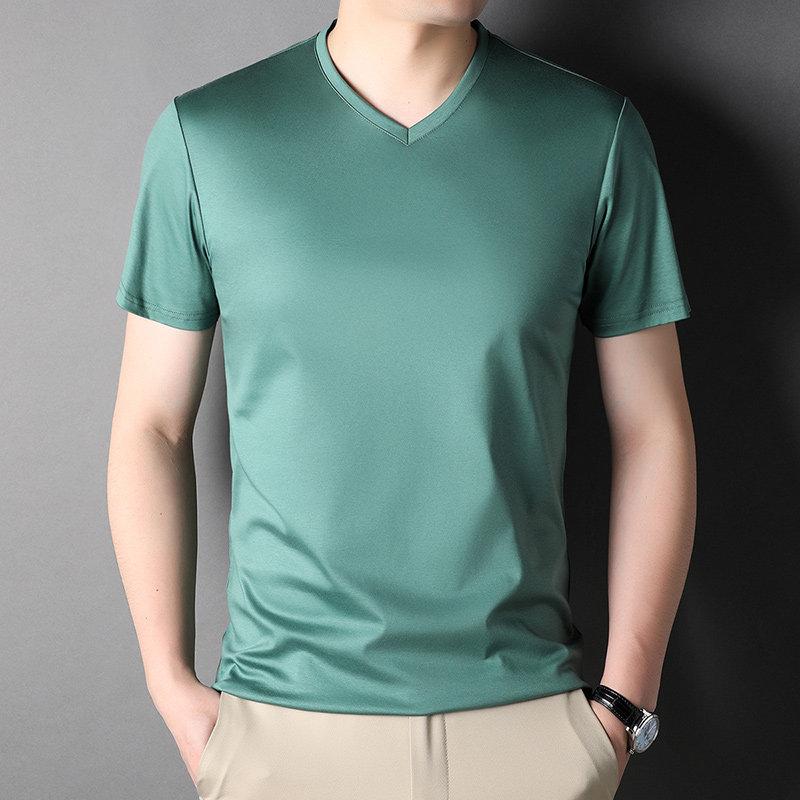 

Летняя мужская футболка с короткими рукавами для мужчин среднего возраста, повседневная футболка с V-образным вырезом и короткими рукавами, модная, сочетающаяся с нижним и верхним частями XXXL