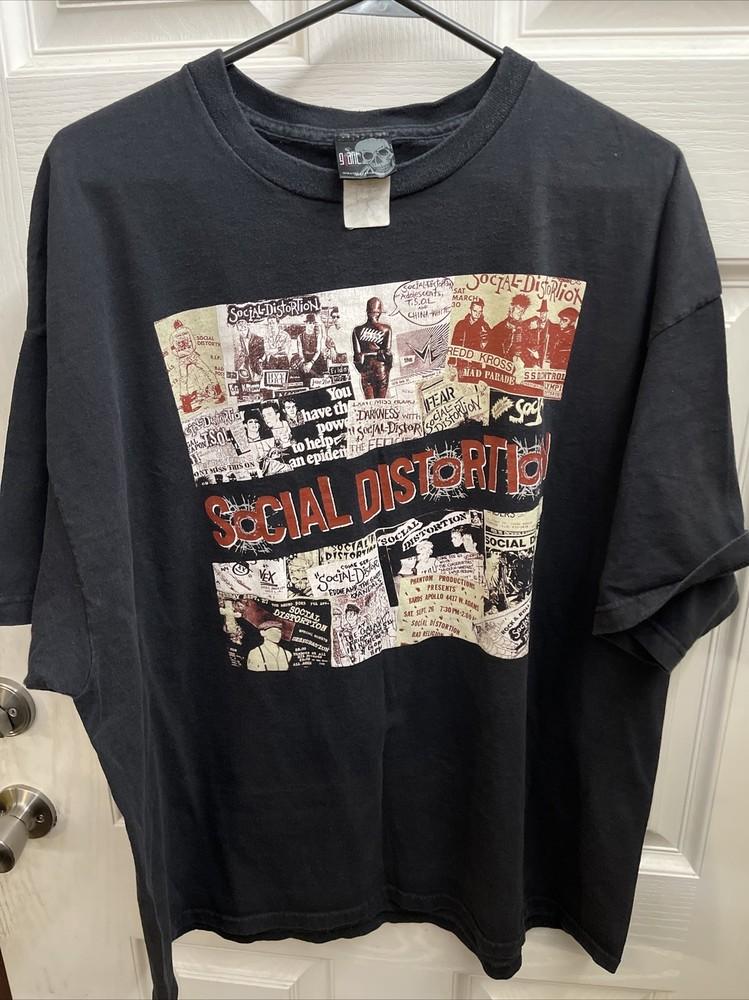 Винтажная футболка Social Distortion Мужская 2XL Футболка группы Черная с биркой Giant S