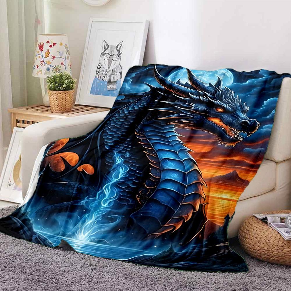 1pc Dragon Fantasy Artwork Blanket Lightweight Blanket Throw Blanket For Sofa, Bed, Travel, Camping, Livingroom, Office, Couch, Chair yy251010004