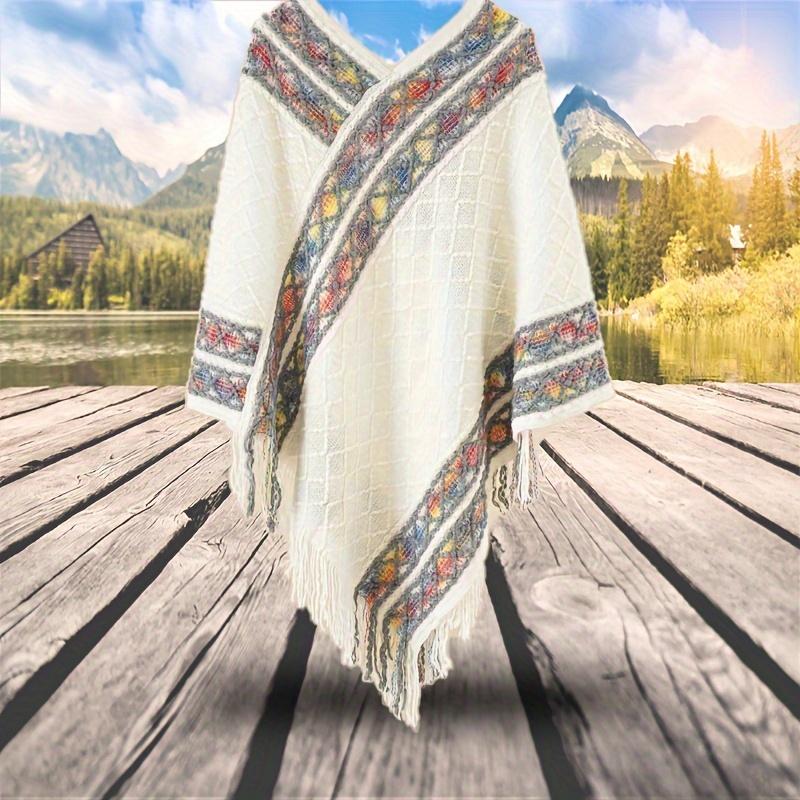 

1pc Women s Large Shawl Scarf - Windproof Warm Tassel Design, Soft Pullover for Outdoor Camping Hiking Travel, Coffee/Gray/White/Red/Yellow/Black, Cam белый