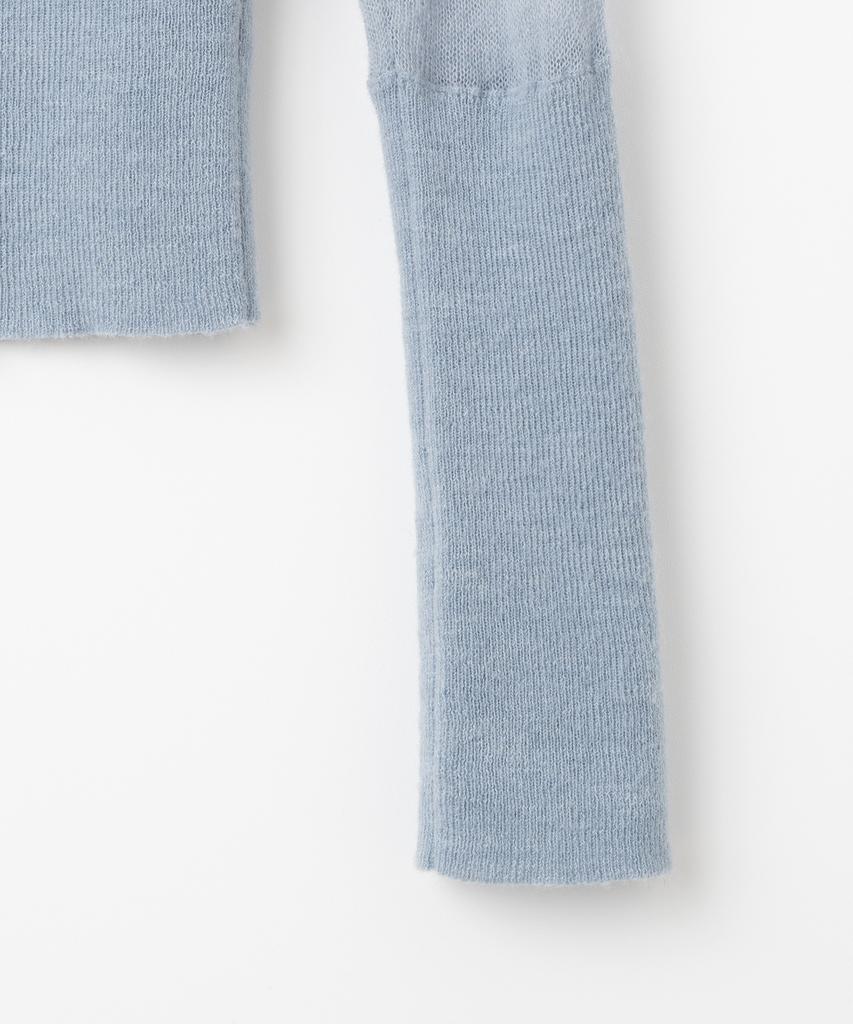MILLO WOMEN Sheer Deep V-Neck Knit [Ash Blue]